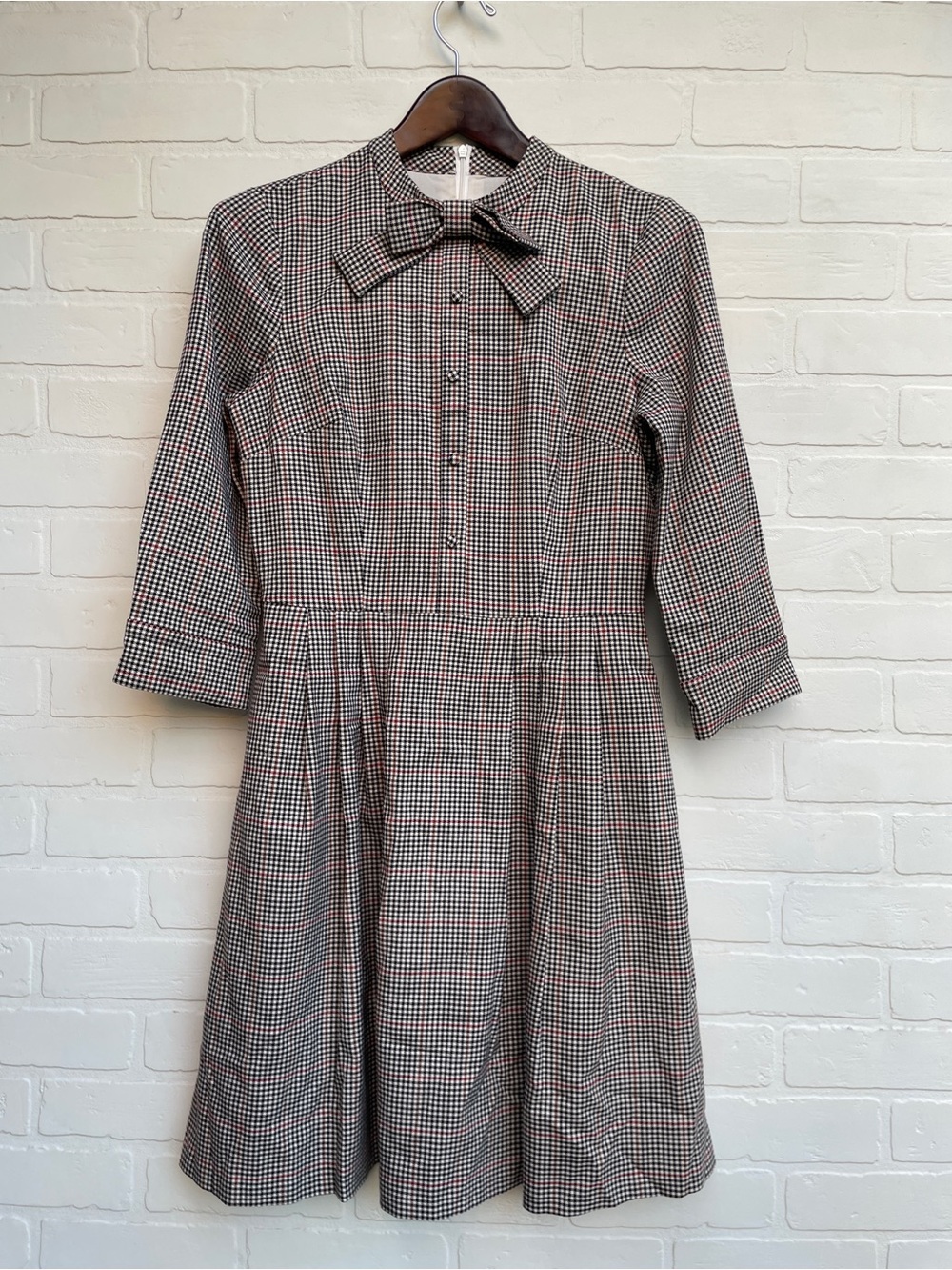 Gal meets glam Checked Bow-Collar Fit & Flare Dress sold out style